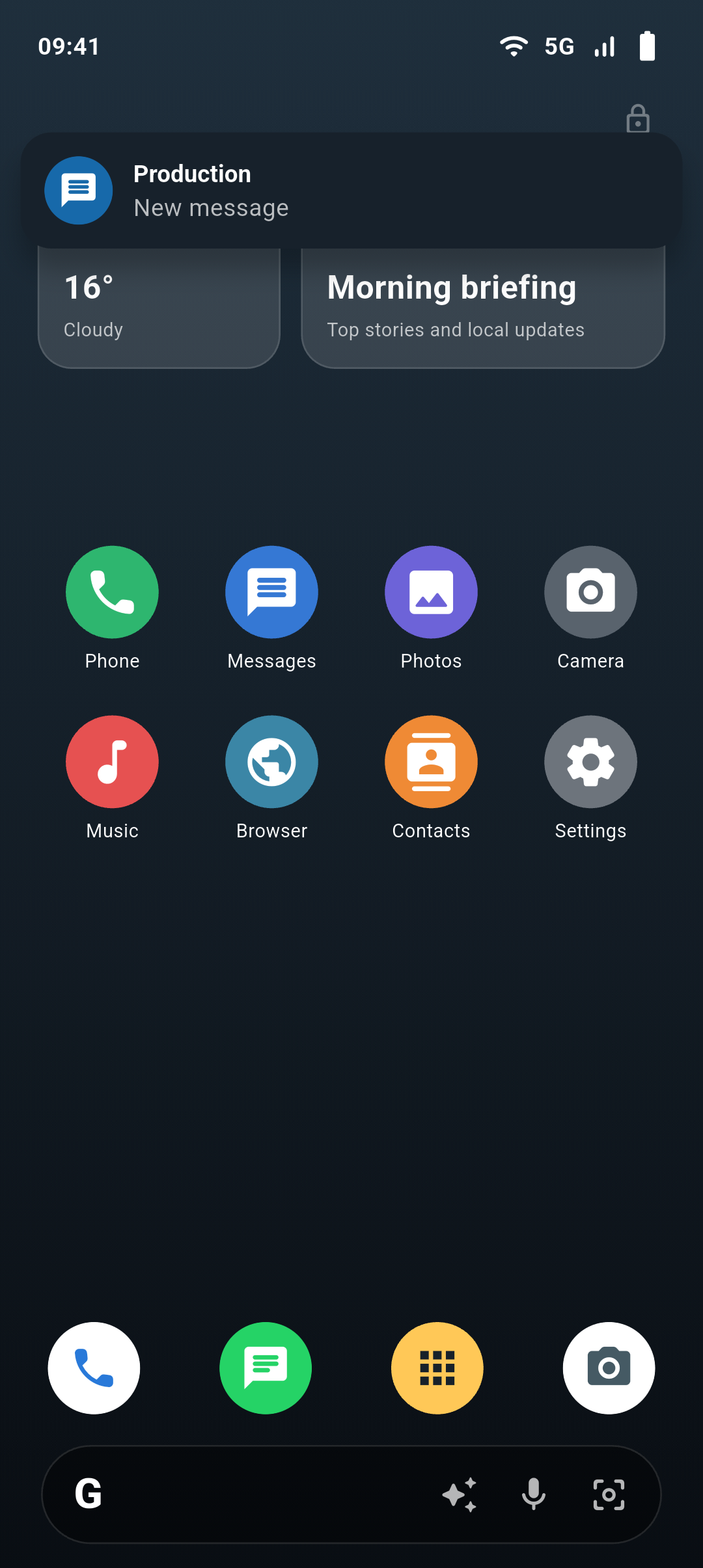 CueLatch simulated Android prop home screen