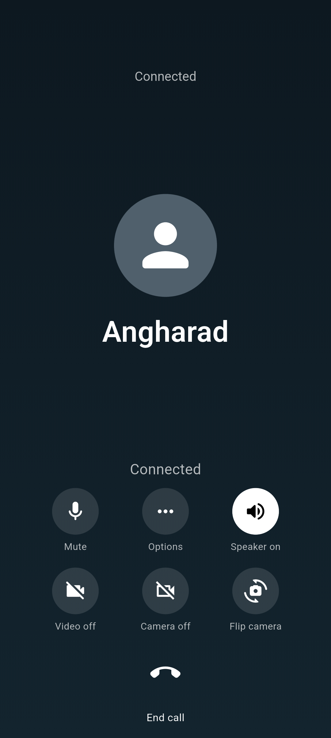 Incoming call displayed on the Android prop handset